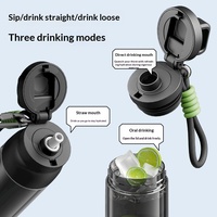 Bouteille d'eau de sport portable de luxe en Tritan sans BPA, personnalisable, avec paille, pour les voyages en extérieur (vente en gros)
