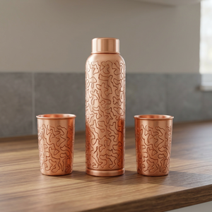 Ensemble de bouteilles d'eau en verre et cuivre au design personnalisable, infuseur à thé, écologique, compatible lave-vaisselle, anti-corrosion, poignée ergonomique, boîte cadeau - Product Image 4