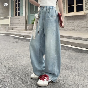 Jeans larges à paillettes pour adolescentes, pantalons légers d'été pour filles adolescentes, pour l'extérieur - Product Image 3