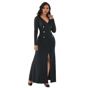 Kleid Lang Maxi Vestidos Midi Vestido Longo Rok Panjang Kjoler Cotton Sexy Maxi Women Long Sleeve Fitted Bodycon Dresses