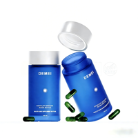 Conteneur en verre givré bleu mat de luxe personnalisé en usine, 30 ml, 140 ml, avec bouchon à vis blanc, portable, pour compléments alimentaires
