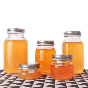 Wholesale Food Storage Jam Sauce Honey Canning Jars Container wide mouth Glass Mason Jars 8 oz 16 oz with metal lids
