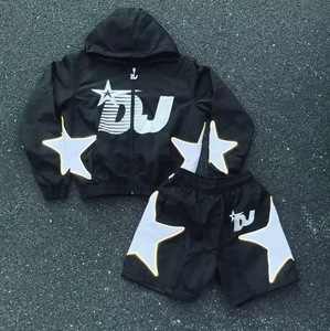 2025 di tendenza del prodotto tuta da ginnastica <span class=keywords><strong>Streetwear</strong></span> moda per uomo Hiphop due pezzi personalizzato wind breaker e set corto in Nylon da uomo - Product Image 2