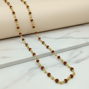 Mala de Rudraksha con Cuentas Doradas, Collar Espiritual Tradicional Hecho a Mano, Mala de Oración para Meditación, Yoga, Puja y Uso Diario - Product Image 2