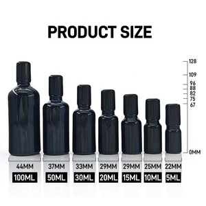 Glanzende zwarte glazen cilinderfles met metalen roller, geschikt voor zeefdruk, voor huidverzorging, etherische olie, 5-100ml, lege rollerfles met dopjes - Product Image 6