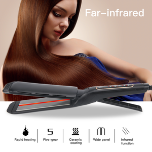 Plancha de Cabello Profesional de Cerámica con Calentamiento Rápido, Plancha Infrarroja Eléctrica de Placas Anchas, Alisador de Cabello Infrarrojo Profesional - Product Image 3