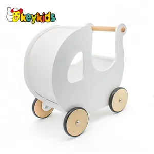 Andador de empuje de madera personalizado para bebé, ayuda para caminar, color blanco, W16E100