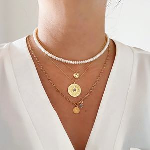 قلادة نحاسية مطلية بالذهب من جيمنايس، مصنّع مجوهرات نحاسية، قلادة نحاسية على شكل قلب رقيقة للنساء - Product Image 2