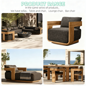 Muebles de Exterior Modernos de Madera de Teca con Tela Impermeable, Conjuntos de Balcón, Sofá de Patio para Hotel, Conjunto de Sofá de Jardín de Lujo - Product Image 6