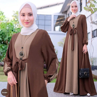 Offre Spéciale femmes vêtements moyen-orient Robe musulmane décontracté Abaya dubaï couleur bloqué modeste mode à manches longues Jupe Abaya Robe