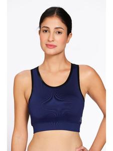 Sujetador deportivo de poliéster azul para mujer Munns & Mars, ropa deportiva sólida con almohadillas extraíbles y costuras antideslizantes para gimnasio - Product Image 4