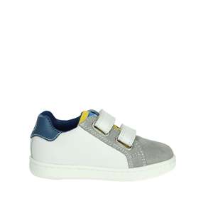 Baskets pour enfants Falcotto, blanches et grises, à fermeture Velcro, chaussures en toile tendance - Product Image 4