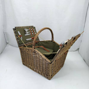 Cestino di frutta di vimini fatto a mano all'ingrosso del pane di stoccaggio del Rattan di Picnic con la fodera del <span class=keywords><strong>tessuto</strong></span> - Product Image 6