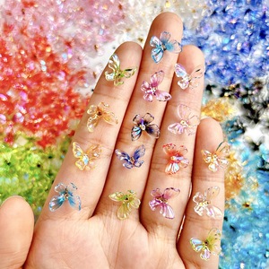 Vente en gros de breloques pour ongles en résine 3D AB mélangées, effet papillon, dégradé aurore rouge, rose, bleu, blanc, accessoires de décoration pour nail art - Product Image 5