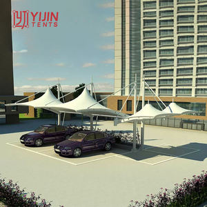 โครงสร้างเต็นท์จอดรถเหล็ก Q235 พร้อมผ้าคลุม PVDF สำหรับใช้งานกลางแจ้ง - Product Image 1