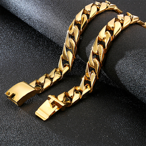 Collana a Catena Cubana KALEN 650*17mm in <span class=keywords><strong>Oro</strong></span> 18K per Uomo, Gioiello Massiccio in Acciaio Inossidabile - Product Image 3