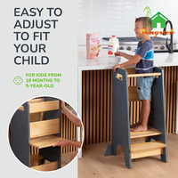 Tabouret de cuisine pliable Helper 3 hauteurs réglables Tour complète pour tout-petits avec pieds de support de porte coulissante pour application de chambre à coucher