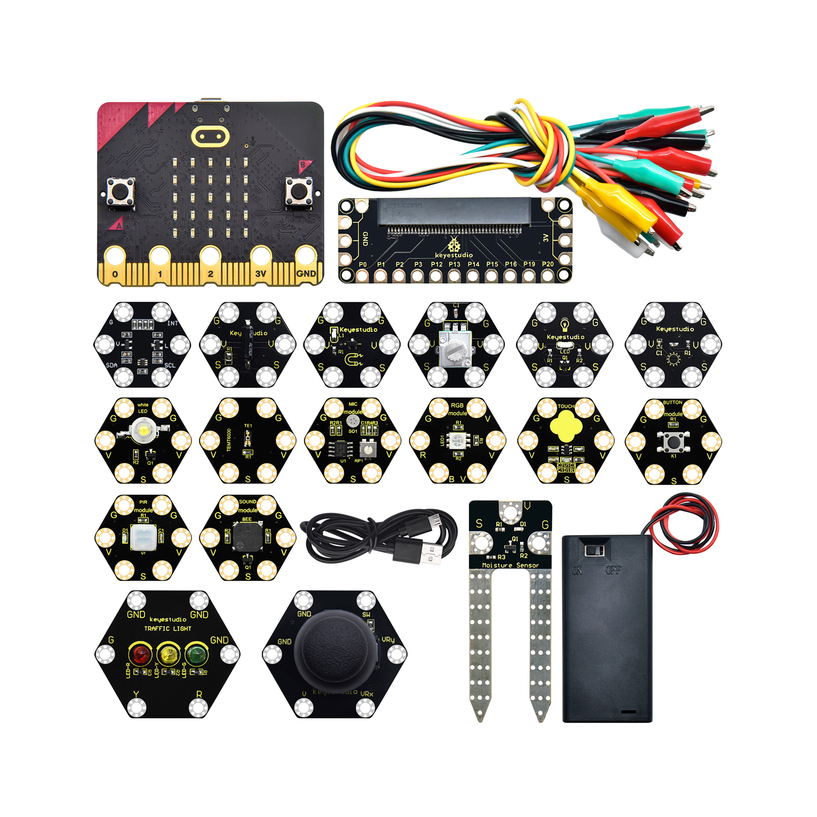 Keyestudio Microbit Starter Kit Honingraat Smart Wearable Programmeerbare Ultieme Robotic Kits