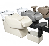 Fauteuil de lavage de cheveux moderne en cuir réglable avec repose-pieds pour lavage professionnel des cheveux en spa