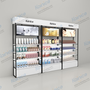 Kainice bán buôn bán lẻ Acrylic mỹ phẩm trang điểm hiển thị đứng lưu trữ gỗ Kim Loại Mỹ phẩm hiển thị đứng với đèn LED - Product Image 5