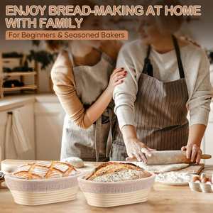 Artisan Sourdough Bread Making <b>Kit</b> Handmade Rattan Baskets and Liners Proofing Basket for Kitchen Bakery - Product Image 6