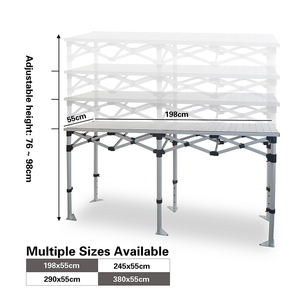 Tavoli Quadrati Pieghevoli in Alluminio per Fiere all'Aperto, Tavolo da Picnic 150x55cm, Tavolo Pieghevole Arrotolabile in Alluminio per Esterni - Product Image 3