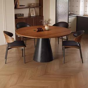 Mesa de comedor ovalada extensible de madera maciza convertible de redonda a cuadrada multiusos para comedor - Product Image 2