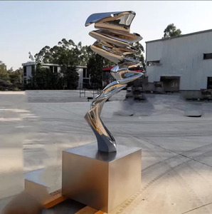 Escultura abstracta <span class=keywords><strong>de</strong></span> acero inoxidable, escultura circular <span class=keywords><strong>de</strong></span> tamaño real <span class=keywords><strong>de</strong></span> acero inoxidable pulido - Product Image 5