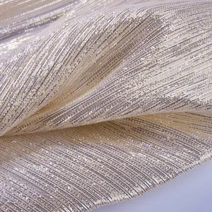 Beliebte neu entwickelte spezielle Seide Metallic Silber Golden Lurex Streifen Krepp Georgette Glitter Stoff