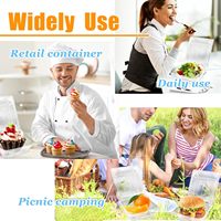Récipients carrés jetables en plastique transparent à charnière gaufré Boîtes carrées en plastique pour aliments pour animaux de compagnie à salade et gâteaux aux fruits pour épicerie d'exposition