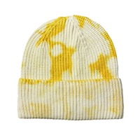 Nieuwe design tie-dye acryl vintage Y2K street beanie met 3D borduurwerk, geleidelijk veranderende gebreide ruitjes, strikjes en fruitmotief.