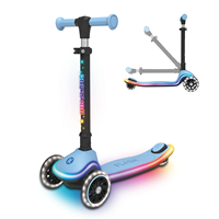 Trottinette pliable pour enfants avec roues lumineuses et guidon et plateau, réglable en hauteur sur 4 niveaux