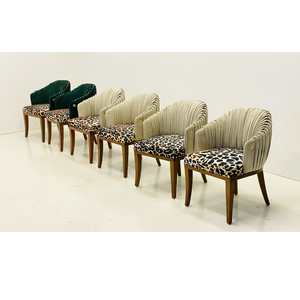 Chaise élégante en bois à motif léopard, personnalisable en usine, chaises de <span class=keywords><strong>restaurant</strong></span> en velours nordique modernes pour salon commercial et appartement - Product Image 2