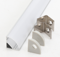 Profilé en aluminium extrudé en forme de V pour bande LED de meuble 16x16mm, avec couvercle laiteux, connecteur d'angle, pliage, découpe et soudure