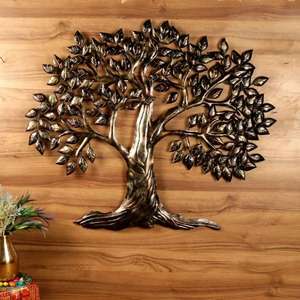 Décoration murale en métal en forme d'arbre, sculpture murale artisanale en forme d'arbre de vie marron, décoration murale moderne de grande taille pour salon et bureau - Product Image 1