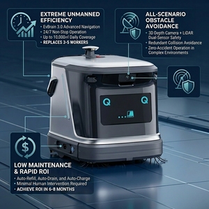 Autonomous Industrial Floor <b>Cleaning</b> Robot <b>Mop</b> Sweep Lidar Navigation App-Controlled Scrubbing 5000 Sq ft IP6X Commercial Use - Product Image 2