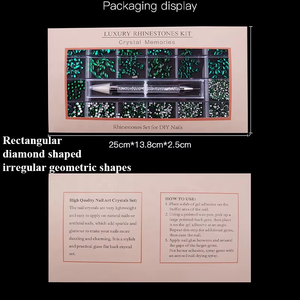 Boîte de strass pour nail art en plastique 3D de luxe avec des cristaux scintillants de couleur AB, des formes mixtes et un <span class=keywords><strong>kit</strong></span> de décoration en diamant - Product Image 2