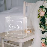 Boîte à cartes de mariage en acrylique, boîte à argent, boîte à cadeaux transparente assemblée, boîte à cartes transparente, grandes enveloppes à lettres avec serrure