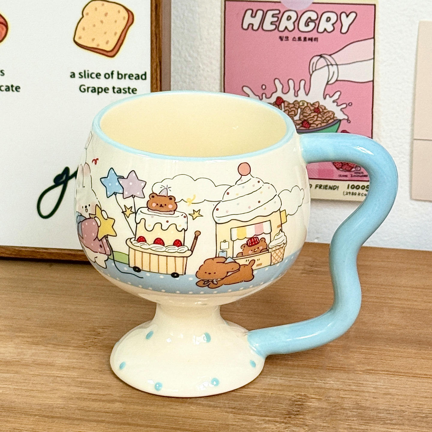 [แก้วเดี่ยว] แก้วไวน์แดงน่ารัก - สีฟ้าอ่อน