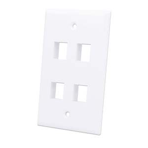 White 4-Position Keystone <b>Plate</b> Ethernet Connector <b>Wall</b> <b>Plate</b> - Product Image 1
