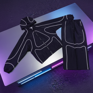 טראקסוט מחזיר אור קל משקל, איכותי, מעיל רוח עם פסים, רוכסן, מכנסיים ישרים, זוהר, יוניסקס - Product Image 1