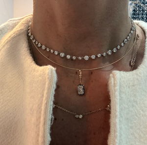 Collier à chaîne de perles plaqué or bicolore avec pendentif pour femme, zircon multi-formes (poire, ovale, rond, baguette), bijoux résistants au ternissement - Product Image 2