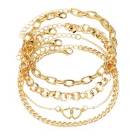 4 pièces/ensemble Hop rétro plat serpent os chaîne mode bracelets de cheville ensemble classique torsion chaîne cubaine chaîne Bracelet bracelets de cheville pour les femmes