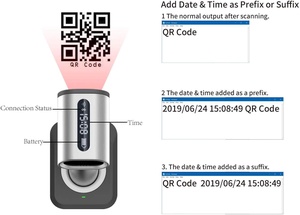 เครื่องสแกนบาร์โค้ดไร้สาย 2 มิติ สำหรับมือถือ พร้อมหน้าจอแสดงผล สแกนไดแมทริกซ์/คิวอาร์โค้ด/พีดีเอฟ417 แบบแฮนด์ฟรี พร้อมขาตั้ง ใช้งานได้ 10 ปี - Product Image 5