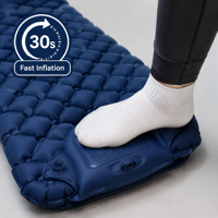 Matelas de camping gonflable transfrontalier pour l'extérieur avec pompe à pied, gonflage automatique, motif pressé, en TPU, avec oreiller