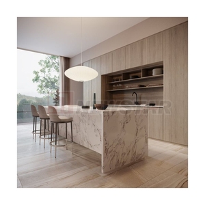 Elegant Veined Marble Central <b>Island</b> Modern Home Kitchen Furniture Counter <b>Table</b> - Product Image 4