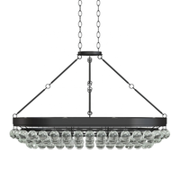 Lustre ovale Balthazar moderne en fer forgé américain avec boules de verre transparentes pour villa, salon, restaurant, intérieur