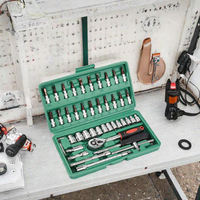 Ensemble d'outils électriques multifonctions 45 pièces pour la maison, perceuse à main, outils en acier au carbone, mallette rigide, support OEM