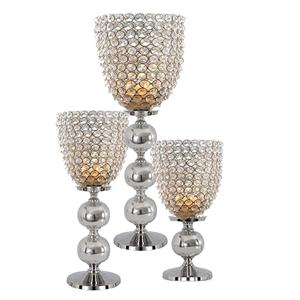 Juego de 3 Portavelas de Pilar de Alta Calidad con Acabado Pulido Brillante, Candelabro con Chimenea de Cristal, Artículo Decorativo - Product Image 1