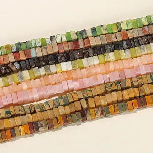 JD gemme 2x4mm di pietra naturale opale giada Biotite Shoushan pietra quadrata fetta distanziatrice allentata perline per la creazione di gioielli